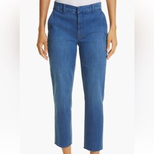 NEW Frank & Eileen Wicklow Italian Denim Crop Chinos in Denim Blue Wash